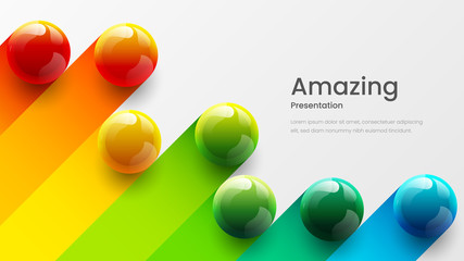 Amazing abstract vector 3D colorful balls illustration template for poster, flyer, magazine, journal, brochure, book cover. Corporate web site landing page minimal background and banner design layout.
