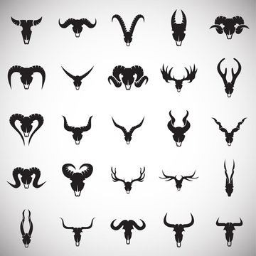 Animal skull icons set on white background for graphic and web design. Simple vector sign. Internet concept symbol for website button or mobile app.