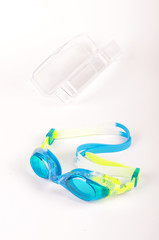 Swimming goggles isolated on the bright background