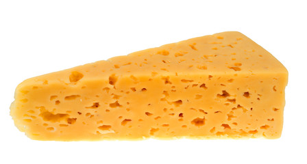 Piece of cheese on white background