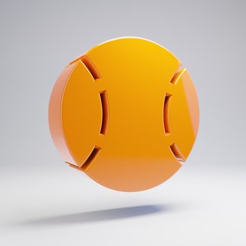 Volumetric glossy hot orange Baseball Ball icon isolated on white background.
