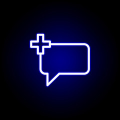 comment, add, plus icon in neon style. Can be used for web, logo, mobile app, UI, UX