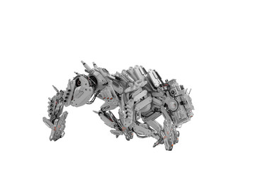 Steel robotic dog-like creature, 3d rendering