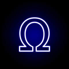 symbol, ohm sign icon in neon style. Can be used for web, logo, mobile app, UI, UX