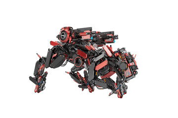 Steel robotic dog-like creature, 3d rendering