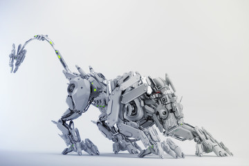 Fototapeta premium Steel robotic dog-like creature, 3d rendering