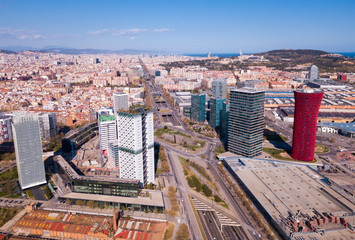 Obraz premium Aerial view square of the Europe at Gran Via district. Barcelona, Catalonia
