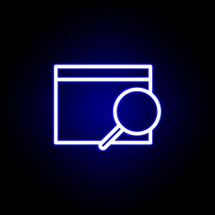 find recipient, magnifier, search document icon in neon style. Can be used for web, logo, mobile app, UI, UX