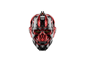 Cyber skull in front 3d rendering