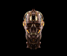 Cyber skull in front 3d rendering