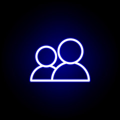 users icon in neon style. Can be used for web, logo, mobile app, UI, UX
