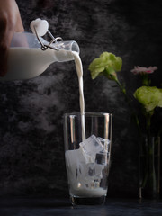 Puring milk to the glass