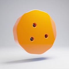 Volumetric glossy hot orange Cookie icon isolated on white background.