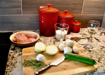 Prepping for organic home cooked meal family dinner