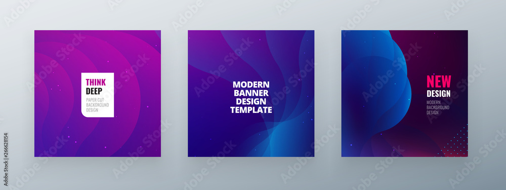 Wall mural minimal squaree banner design. colorful halftone gradients.background modern template design for web