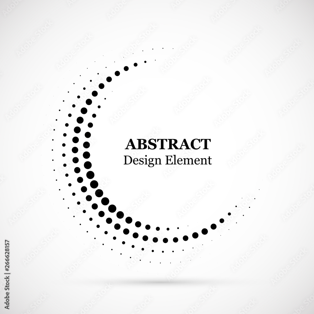 Poster halftone dotted background circularly distributed. halftone effect vector pattern. circle dots isola