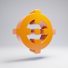 Volumetric glossy hot orange Crosshair icon isolated on white background.