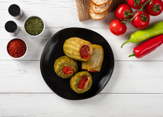 Stuffed zucchini and green peppers. Turkish or Ottoman cuisine