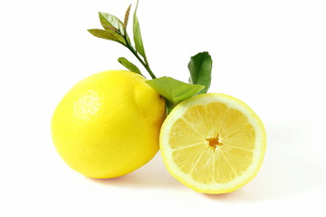 fresh lemon lime citrus fruit in white background