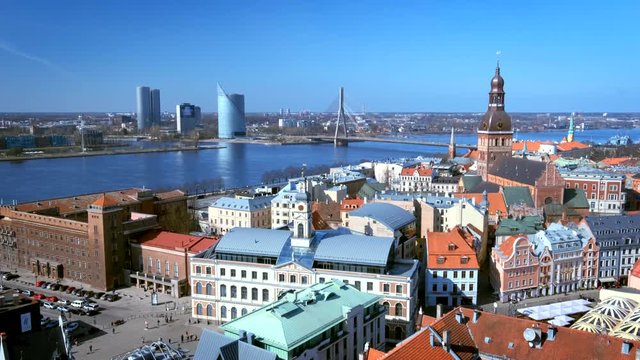 Aerial view of Riga center from St. Peter's Church, Riga, Latvia