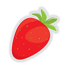 Strawberry dotted sticker image. Vector illustration design