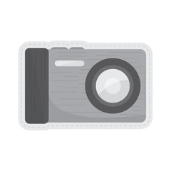 Camera dotted sticker image. Vector illustration design