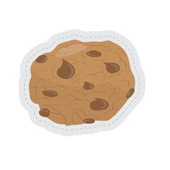 Chocoloate chips cookie dotted sticker. Vector illustration design