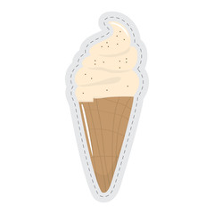 Ice cream cone dotted sticker. Vector illustration design