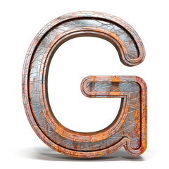 Rusty metal font Letter G 3D
