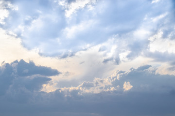 Blue sky with big clouds after a thunderstorm. The sky with clouds.