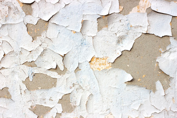 Old grunge dirty cracked vintage light grey concrete and cement mold texture wall or floor background with weathered paint and scratches