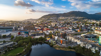 Obraz premium Bergen old town aerial view. Bergen, Norway.
