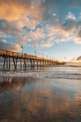 Fototapeta premium The pier at sunset, in Imperial Beach, near San Diego, California
