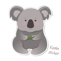 Koala bear sticker, patch isolated on white background