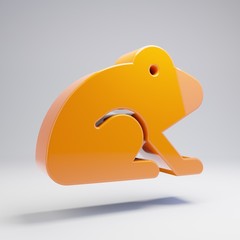 Volumetric glossy hot orange Frog icon isolated on white background.