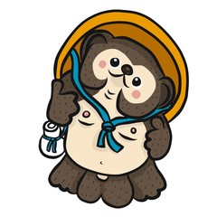 Japanese raccoon dog (Tanuki) cartoon vector illustration