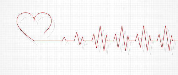 Heart pulse line for banner. Vector illustration