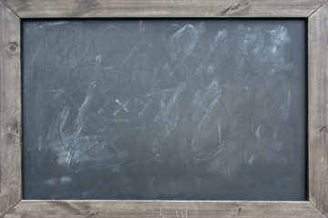 chalk board in a wooden frame black background