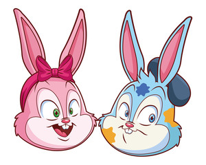 Cute easter bunny happy friends portrait