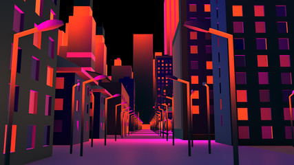 Jazz art colorful 3D cityscape architecture design city street - 3D graphic illustration rendering © immimagery