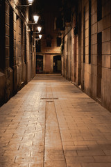 Barcelona Deserted Street at Night