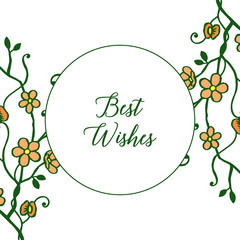 Vector illustration orange wreath frames isolated on white background for best wishes