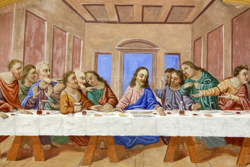 DŽtails. La cne. Dernier repas de JŽsus avec les ap™tres. Eglise Saint-Nicolas de VŽroce..