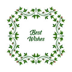 Vector illustration various crowd of leaf floral frame for card best wishes