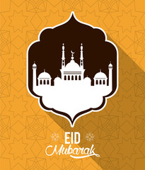 eid mubarak design with mosque silhouette