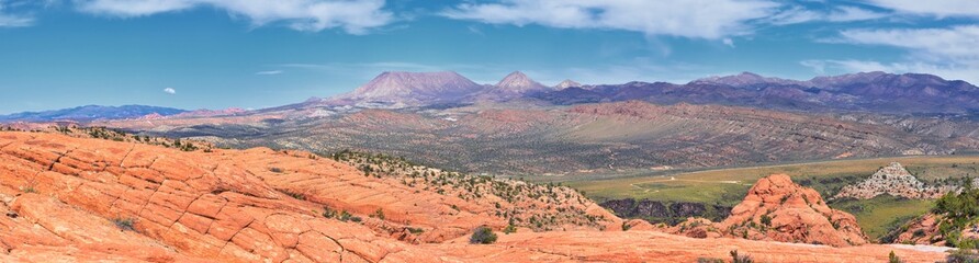 Naklejka premium Views from the Lower Sand Cove trail to the Vortex formation, by Snow Canyon State Park in the Red Cliffs National Conservation Area, by Gunlock and St George, Utah, United States. 