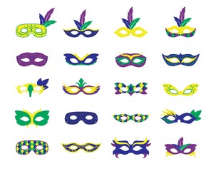 Mardi Gras Various Carnival Mask Vector Illustration