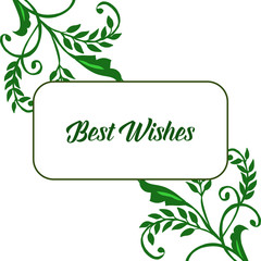 Vector illustration template best wishes with ornate green leafy flower frame