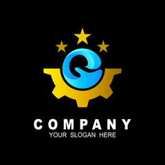 Letter g gear engineer logo design template element