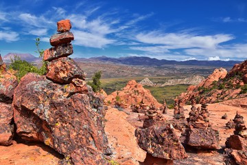 Views from the Lower Sand Cove trail to the Vortex formation, by Snow Canyon State Park in the Red Cliffs National Conservation Area, by Gunlock and St George, Utah, United States. 